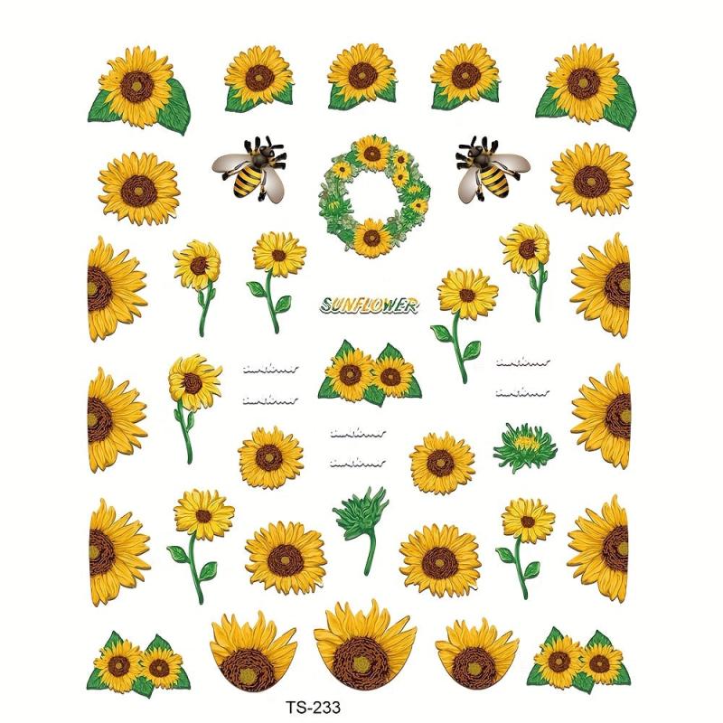 5D Sunflower Nail Stickers for Summer Nail Art
