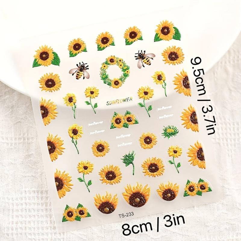 5D Sunflower Nail Stickers for Summer Nail Art