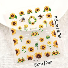 5D Sunflower Nail Stickers for Summer Nail Art