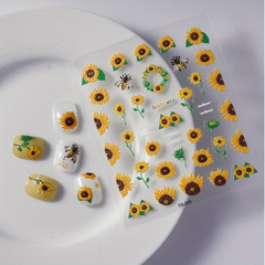 5D Sunflower Nail Stickers for Summer Nail Art