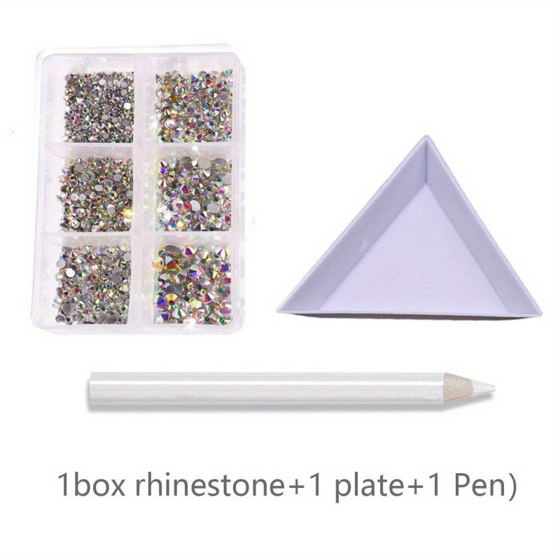 AB Crystal Rhinestone Nail Art Kit with Pen Flat Back Clear Nail Rhinestones