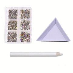AB Crystal Rhinestone Nail Art Kit with Pen Flat Back Clear Nail Rhinestones