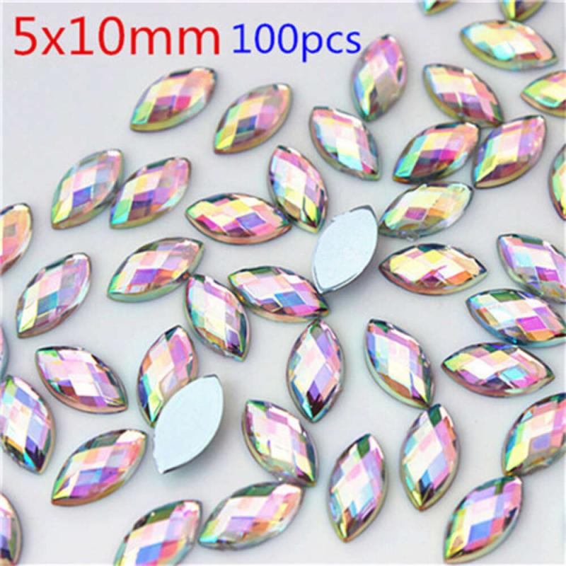 Acrylic Horse Eye Crystal AB Nail Art Gemstones Wedding Crafts