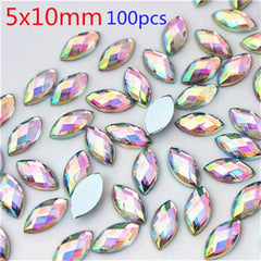 Acrylic Horse Eye Crystal AB Nail Art Gemstones Wedding Crafts