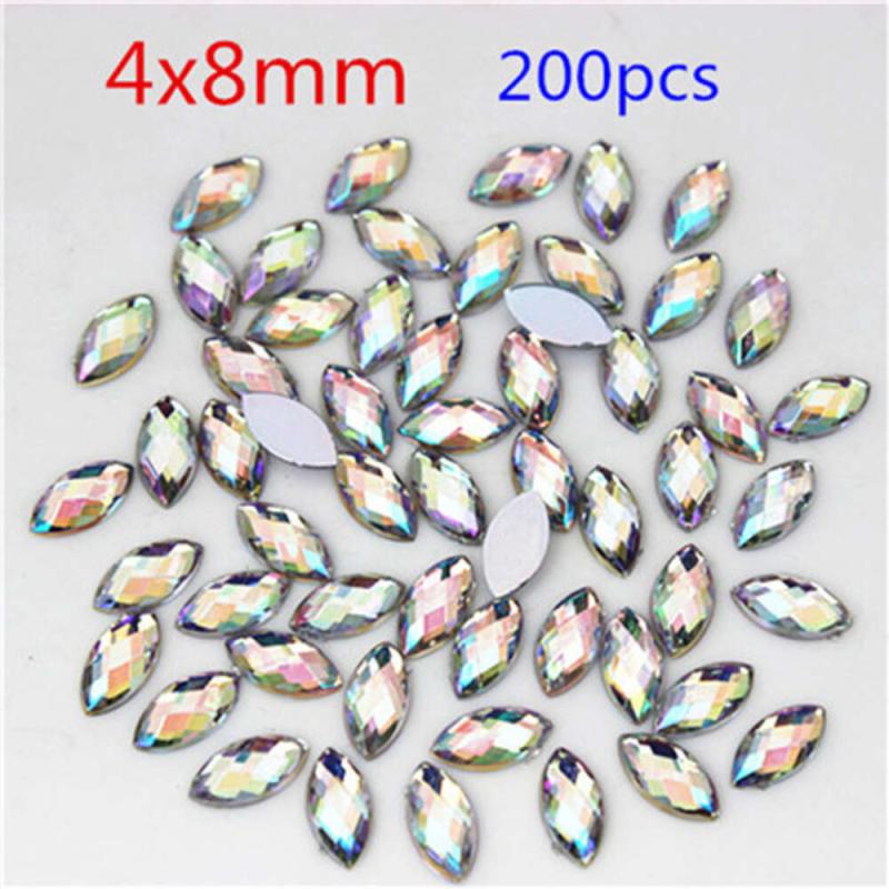 Acrylic Horse Eye Crystal AB Nail Art Gemstones Wedding Crafts