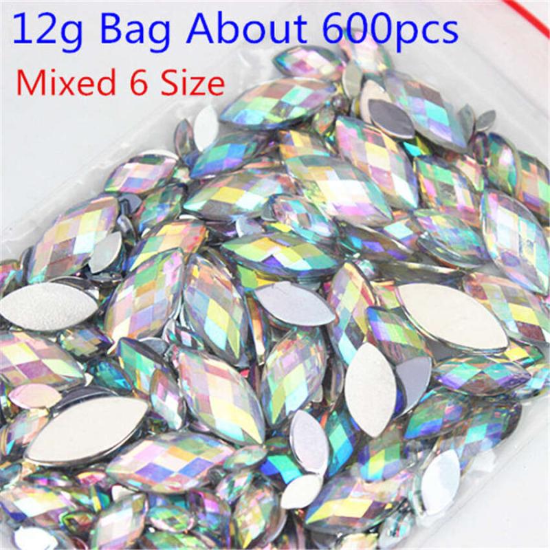 Acrylic Horse Eye Crystal AB Nail Art Gemstones Wedding Crafts