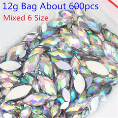 Acrylic Horse Eye Crystal AB Nail Art Gemstones Wedding Crafts