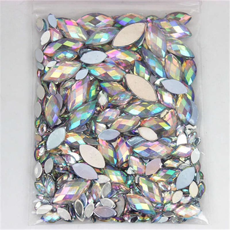 Acrylic Horse Eye Crystal AB Nail Art Gemstones Wedding Crafts