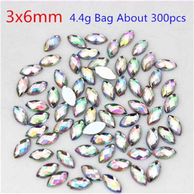 Acrylic Horse Eye Crystal AB Nail Art Gemstones Wedding Crafts