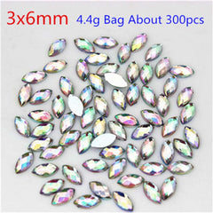 Acrylic Horse Eye Crystal AB Nail Art Gemstones Wedding Crafts