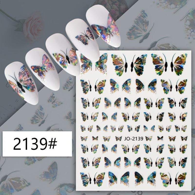 Butterfly Nail Sticker Self Adhesive Laser Stickers For Nail Art