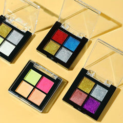 4 Colors Holographic Nail Art Solid Powder With Sponge Brushes Pigment
