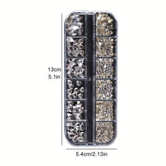 12 Grid AB Flat Back Nail Art Gemstones Kit