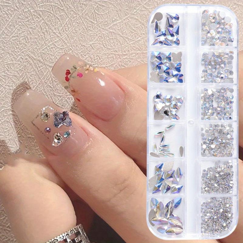 12 Grid AB Flat Back Nail Art Gemstones Kit
