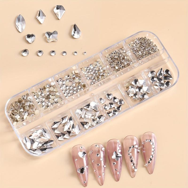 12 Grid AB Flat Back Nail Art Gemstones Kit