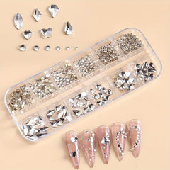 12 Grid AB Flat Back Nail Art Gemstones Kit