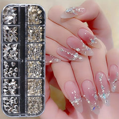 12 Grid AB Flat Back Nail Art Gemstones Kit
