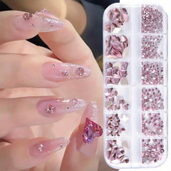 12 Grid AB Flat Back Nail Art Gemstones Kit
