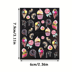 5D Ice Cream Nail Art Stickers Chocolate Donut Cake Designs