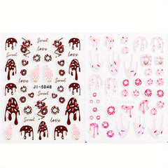 5D Ice Cream Nail Art Stickers Chocolate Donut Cake Designs
