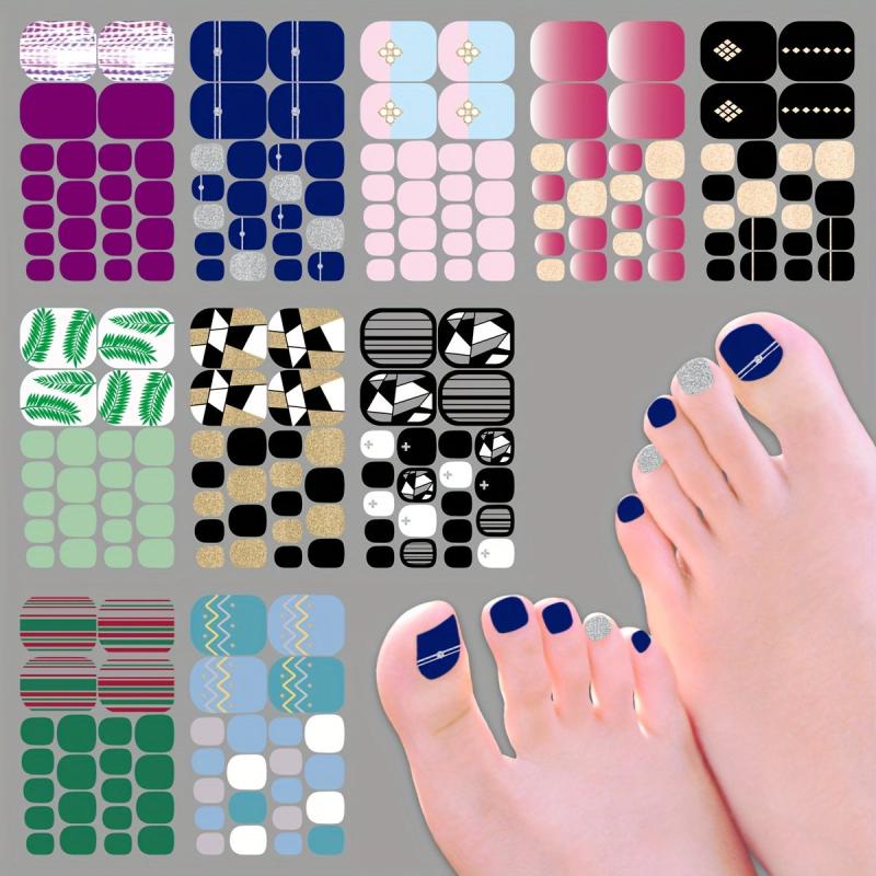 Colorful Full Cover Toenail Decal Strips Self Adhesive Toenail Art Decal