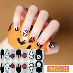 Halloween Ghost Pumpkin Nail Art Stickers Full Nail Polish Strips