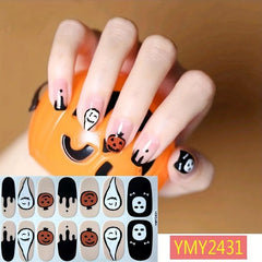 Halloween Ghost Pumpkin Nail Art Stickers Full Nail Polish Strips