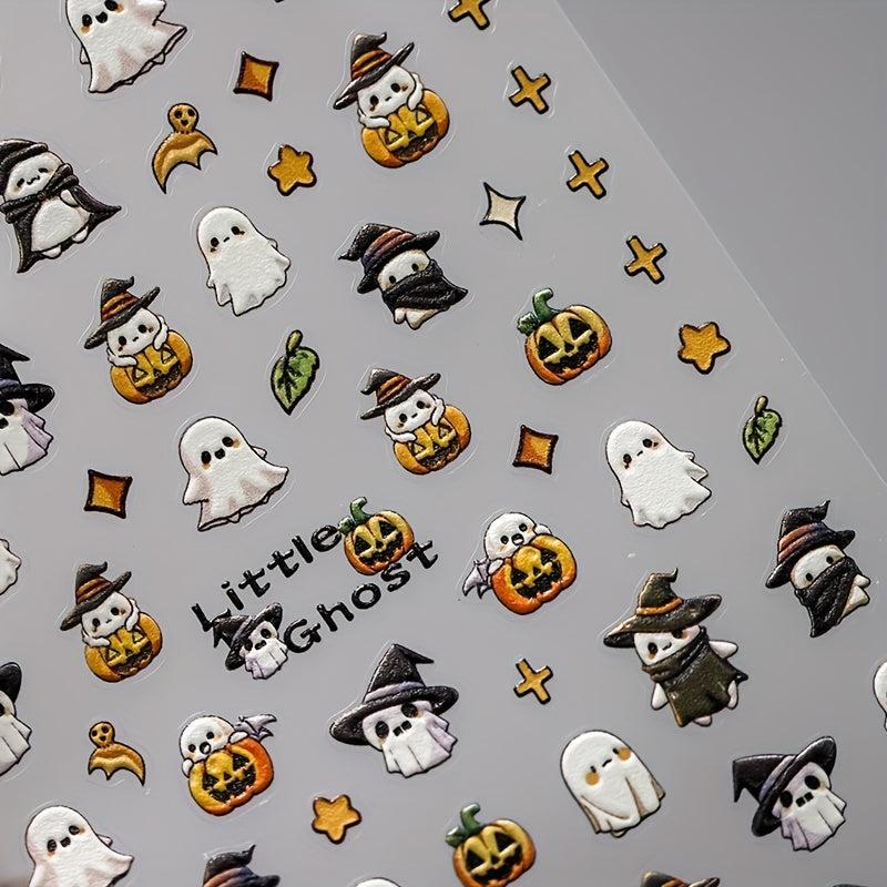 5D Halloween Nail Art Stickers Pumpkin Ghost Nail Art Decals