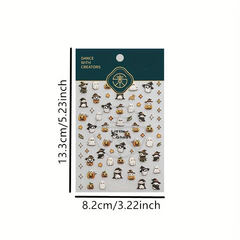 5D Halloween Nail Art Stickers Pumpkin Ghost Nail Art Decals
