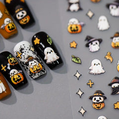 5D Halloween Nail Art Stickers Pumpkin Ghost Nail Art Decals