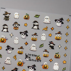 5D Halloween Nail Art Stickers Pumpkin Ghost Nail Art Decals