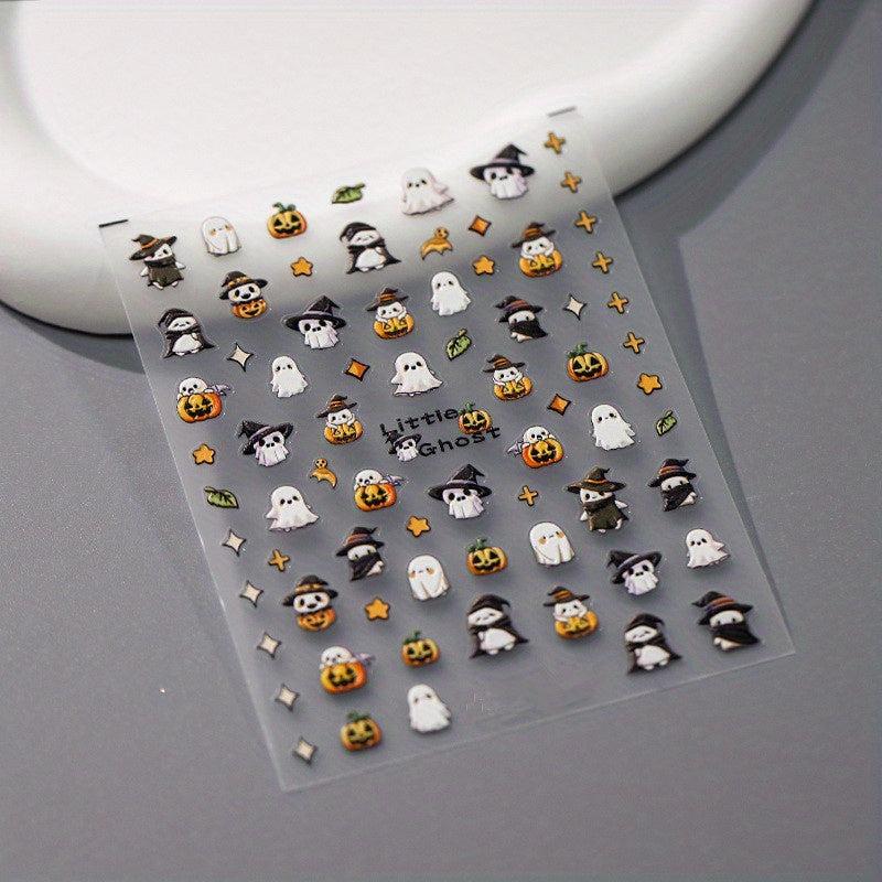 5D Halloween Nail Art Stickers Pumpkin Ghost Nail Art Decals