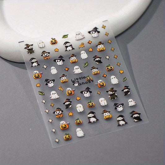 5D Halloween Nail Art Stickers Pumpkin Ghost Nail Art Decals