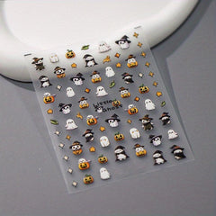 5D Halloween Nail Art Stickers Pumpkin Ghost Nail Art Decals