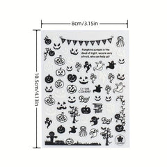 6pcs Halloween Luminous Nail Art Stickers Skull Pumpkin Spider Bat Ghost