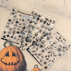 6pcs Halloween Luminous Nail Art Stickers Skull Pumpkin Spider Bat Ghost
