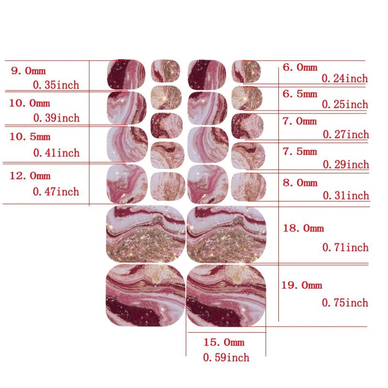 Glitter Gradient Marble Toe Wraps DIY Nail Art Decals for Women and Girls