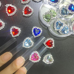 14 Pcs Heart Rhinestone Buttons Charms For Nails Sew On Embellishments