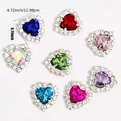 14 Pcs Heart Rhinestone Buttons Charms For Nails Sew On Embellishments
