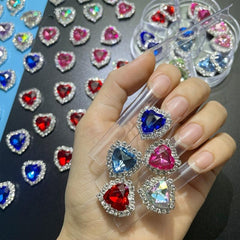 14 Pcs Heart Rhinestone Buttons Charms For Nails Sew On Embellishments