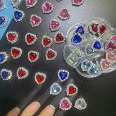 14 Pcs Heart Rhinestone Buttons Charms For Nails Sew On Embellishments