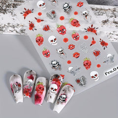 Halloween Nail Art Stickers 5D Embossed Skull Ghost Pumpkin Spider