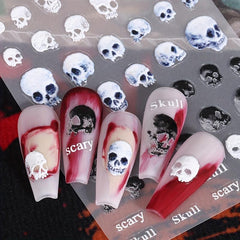 Halloween Nail Art Stickers 5D Embossed Skull Ghost Pumpkin Spider