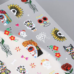 Halloween Nail Art Stickers 5D Embossed Skull Ghost Pumpkin Spider