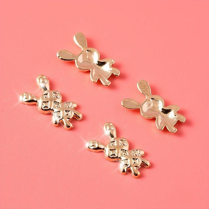 10Pcs Golden Rabbit Y2K Nail Charms Easter Gift DIY Crafts DIY Nail Art Jewelry