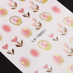 Sweet Tulip Nail Stickers w/ Golden Edge 3D Self-Adhesive Rabbit Decals