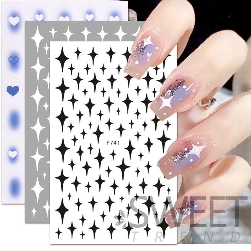 Heart Star Flower Nail Art Stickers Self Adhesive Decals