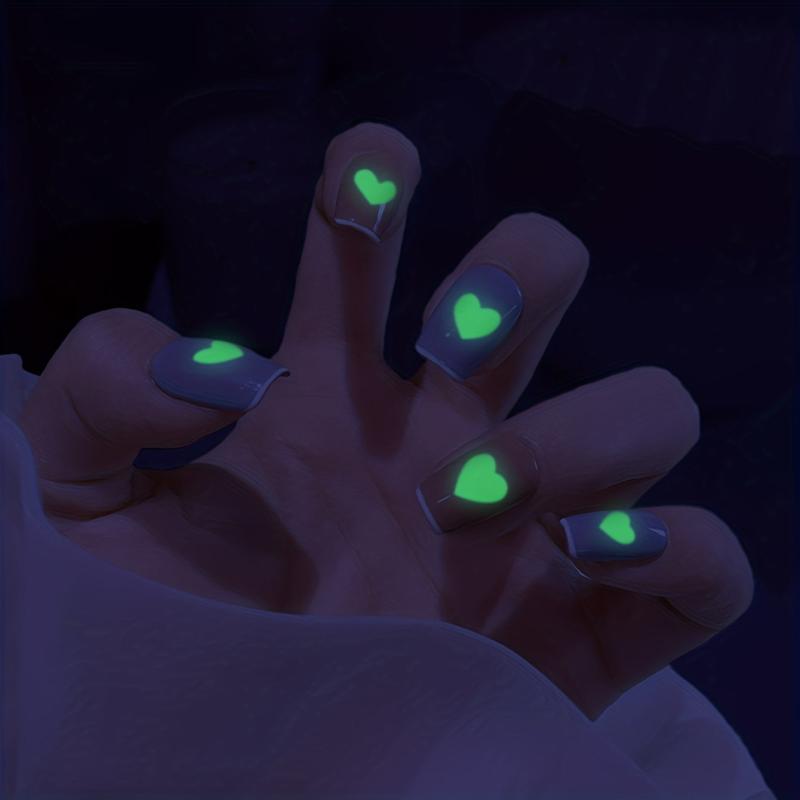 Heart Nail Art Stickers Decals 3D Self Adhesive Luminous Nails