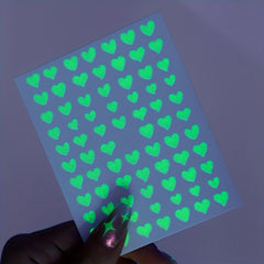 Heart Nail Art Stickers Decals 3D Self Adhesive Luminous Nails