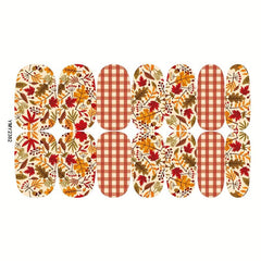 12 Sheets Fall Nail Wraps Stickers Autumn Maple Leaf Nail Polish Strips